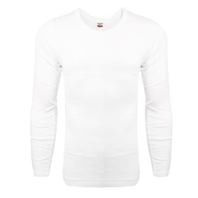 Men's Round Neck Long Sleeve T-Shirt (White / Black)