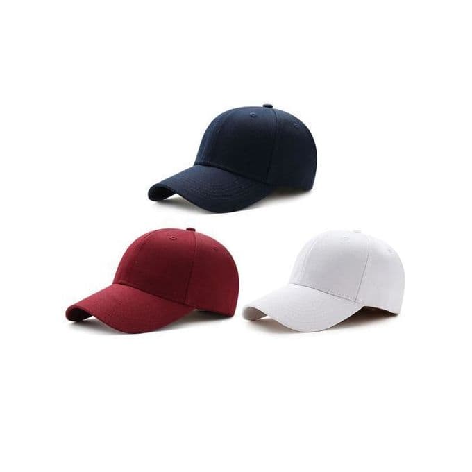 Premium 3-Piece Adjustable Baseball Cap Set (Dark Blue, Wine Red, White)