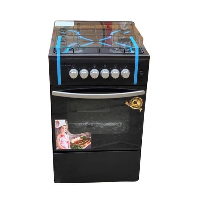 Volcano 4-Burner Gas Cooker and Oven (50x50cm, Manual Ignition) – Sleek Black